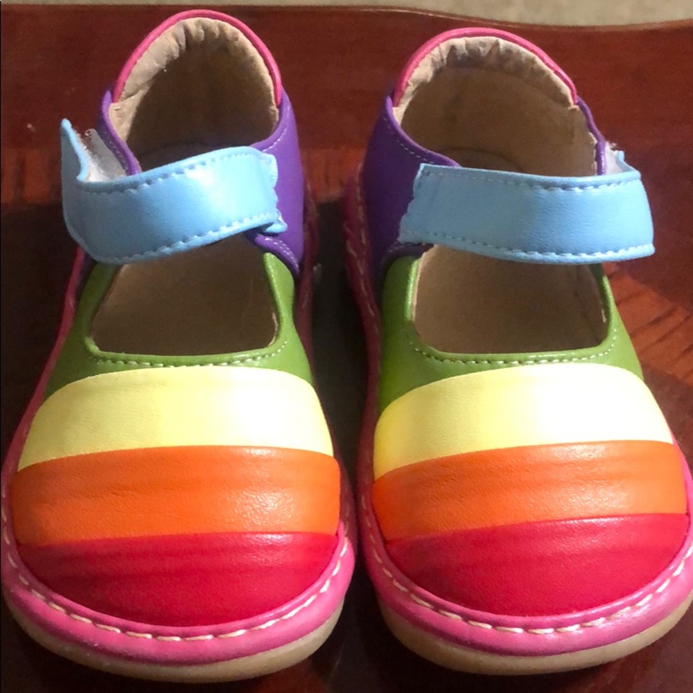 Rainbow squeaky shoes